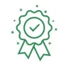 Award badge with a check mark representing reliability