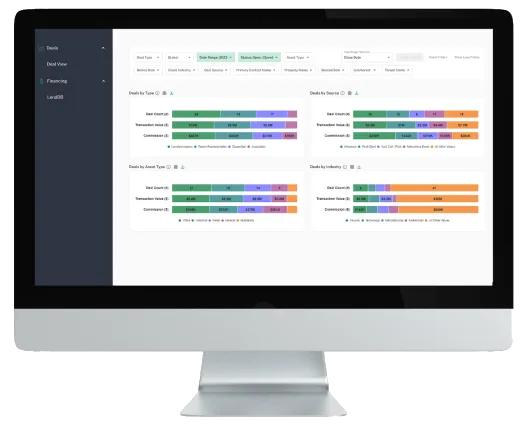 OS Deal View pipeline dashboard on a desktop monitor